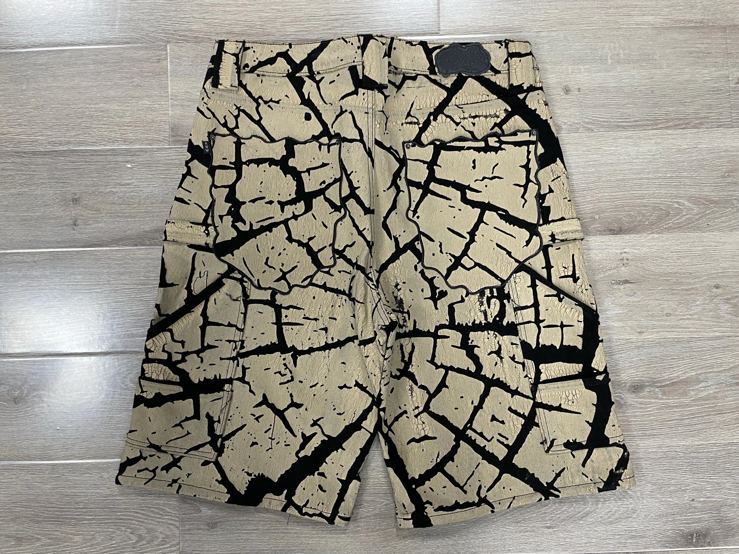 AWW BROWN CRACKED DENIM SHORTS